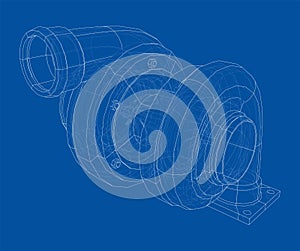 Automobile turbocharger concept outline. Vector