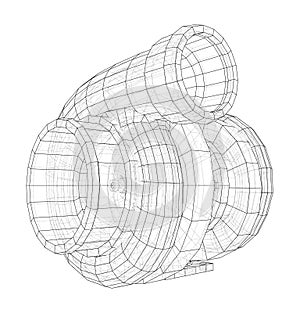 Automobile turbocharger concept outline. Vector