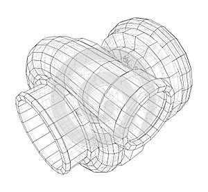 Automobile turbocharger concept outline. Vector