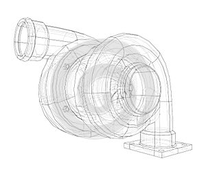 Automobile turbocharger concept outline. Vector