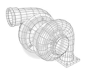 Automobile turbocharger concept outline. Vector