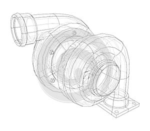 Automobile turbocharger concept outline. Vector