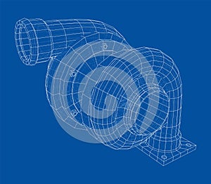 Automobile turbocharger concept outline. Vector