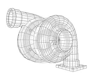 Automobile turbocharger concept outline. Vector