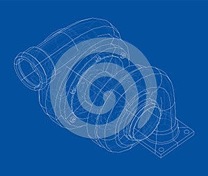 Automobile turbocharger concept outline. Vector