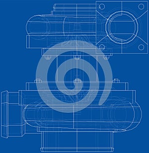 Automobile turbocharger concept outline. Vector