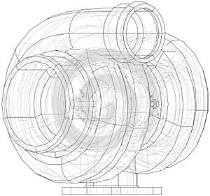 Automobile turbocharger concept outline. Vector