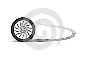 Automobile wheel leaving a trace