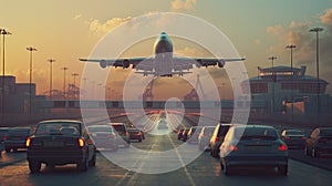 automobiles and airplanes, symbolizing the shrinking of distances and the unification of diverse cultures.