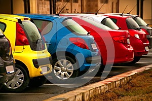 Automobiles of different colors photo