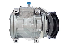 Automotive air conditioning compressor on a white