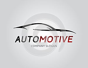 Automotive car logo design with concept sports vehicle silhouette photo