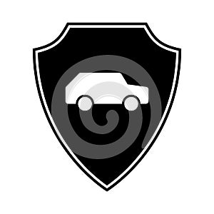 Automotive car shield logo design template. Protect car guard shield. Safety badge vehicle icon. Security auto label. Car alarm