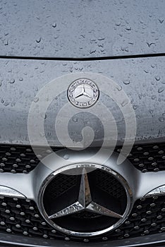 Automotive: Close up of the grille / badge on a Mercedes sports car. 2