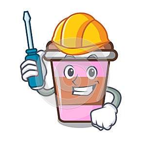 Automotive coffee cup mascot cartoon