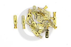 Automotive electrical multi pin plastic connectors , male and female connector Plug ,varied electronics connectors isolated on