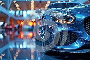 Automotive elegance captured in close up view of impeccable grille photo