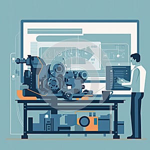 automotive engineer testing a new engine on a dynamometer, measuring performance and efficiency under different conditions, Flat