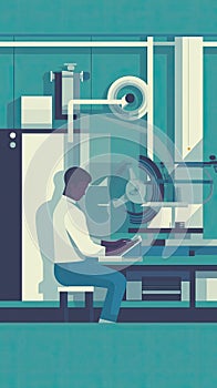 automotive engineer testing a new engine on a dynamometer, measuring performance and efficiency under different conditions, Flat