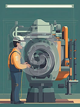 automotive engineer testing a new engine on a dynamometer, measuring performance and efficiency under different conditions, Flat