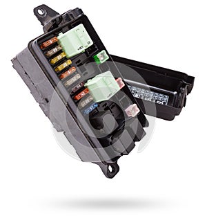 Automotive fuses box in different colors and each color is responsible for the specific value of the protection defined in amperes