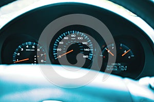 Automotive Gages on Dashboard including Speedometer