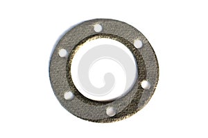 Automotive gasket for the exhaust system isolated on white background.