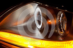 Automotive halogen headlight on sports car