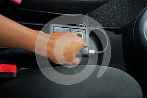 Automotive hand brake system.