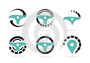 Automotive icon set. Abstract helm vector illustration collection.