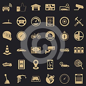 Automotive icons set, simple style