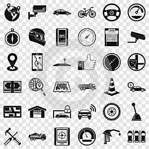 Automotive icons set, simple style