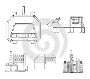 Automotive industry and other web icon in outline style.New technologies icons in set collection.