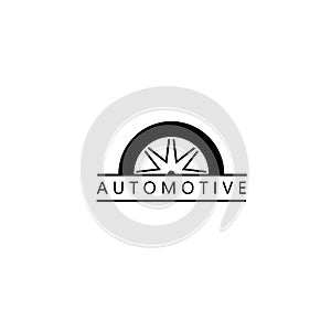 automotive logo inspiration with abstract black racing tire illustration design.