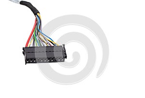 Automotive multichannel electrical connector on white background, isolate. Close-up