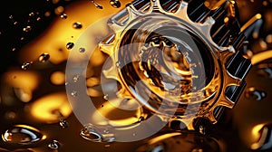 Automotive, Oil wave splashing in car engine with lubricant oil. Concept of lubricate motor oil and gears for engine