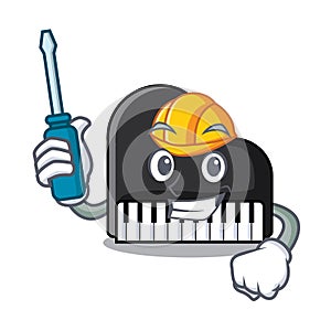 Automotive piano mascot cartoon style