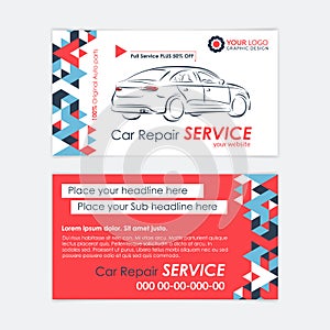 Automotive Service business card template. Car diagnostics and transport repair.