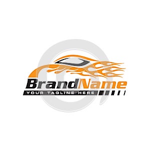 Automotive speed car with flame logo