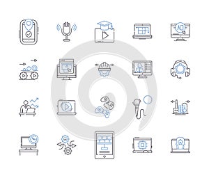 automotive technology outline icons collection. Automotive, Technology, Cars, Engines, Diagnostics, Repairs