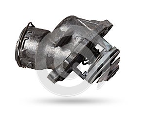 Automotive thermostat to switch the direction of the coolant after the engine has warmed up. Spare parts of cars