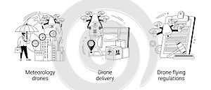 Autonomous aircraft use abstract concept vector illustrations.