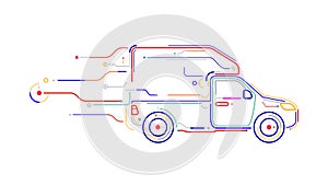 Autonomous artificial Intelligence logistics smart car icon