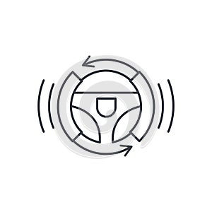Autonomous auto, autopilot, gyropilot, automatic pilot, smart car steering wheel thin line icon. Linear vector symbol photo