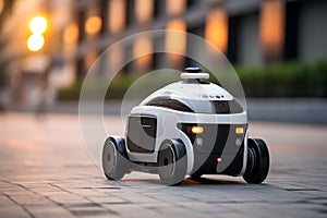 Autonomous auto transportation technology robot smart delivery car automobile healthy vehicle alternative electricity
