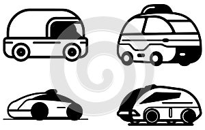 Autonomous Automobile linear icon. Self Driving Car vector concept outline symbol