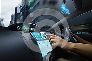 Autonomous Car, Autopilot vehicle and AI with Transport concept photo