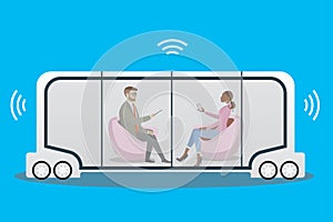 autonomous car or bus and internet of things iot concept self-dr