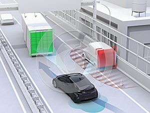 Autonomous car changing lane quickly to avoid a traffic accident