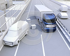 Autonomous car changing lane quickly to avoid a traffic accident